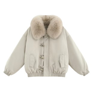 【晏华】高奢超大狐狸毛领+三星90鹅绒复古廓形派克羽绒服-FW1382