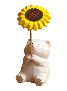 复古手工卡通木雕动物桌面摆件