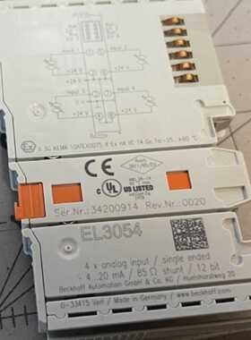BeckhoffEL3054EtherCATTerminal4ch模拟输入420mA12位单端