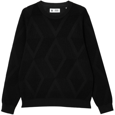 杰克琼斯男装毛衣秋冬2025年新款简约纯色提花直筒圆领针织衫上衣