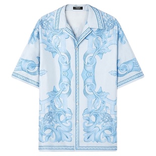 【季末优惠】VERSACE/范思哲 男士Architectural Baroque真丝衬衫