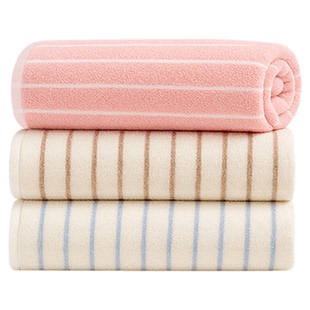 条纹款浴巾抗菌男女成人空调盖毯温泉吸水速干毛巾洗澡纯棉沙滩巾