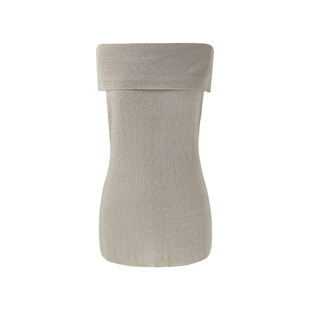 【平野】SYT自制 纯色复古风100天丝一字肩针织套头休闲T恤上衣女