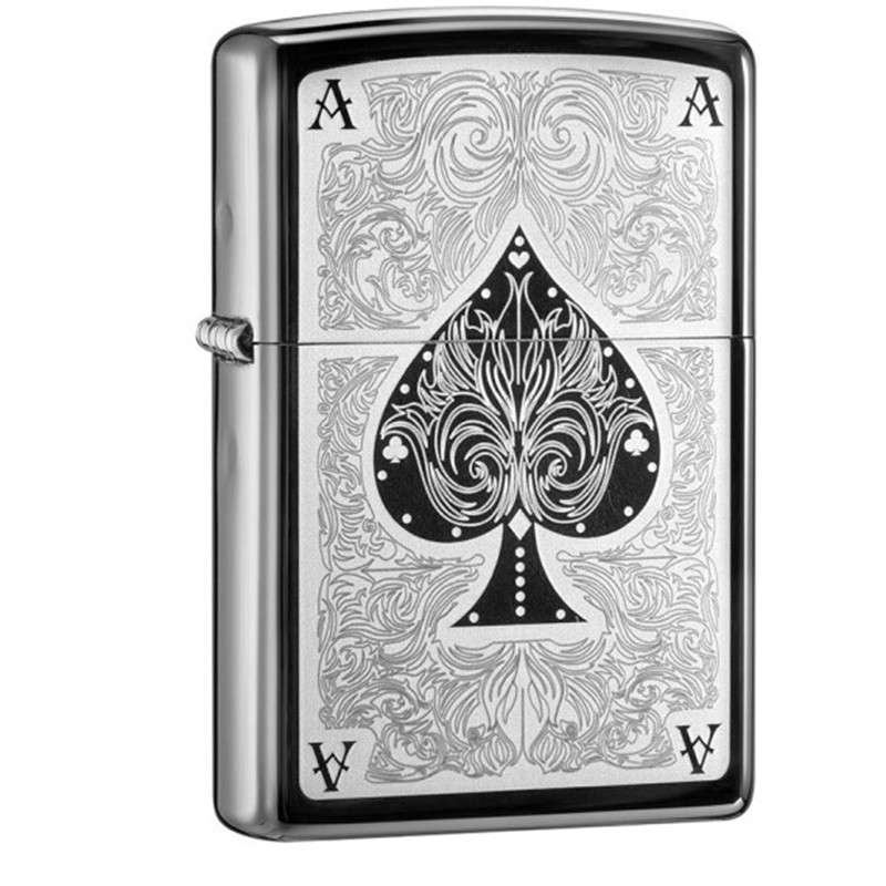 zippo打火机黑桃A黑冰男礼物