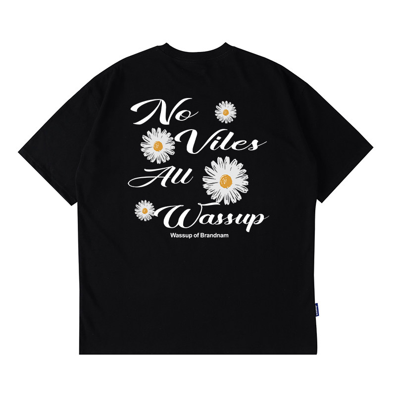 WASSUP国潮雏菊印花纯棉短袖T恤