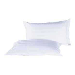 星级酒店宾馆专用床上用品布草4060全棉纯白色加密缎条枕套枕头套