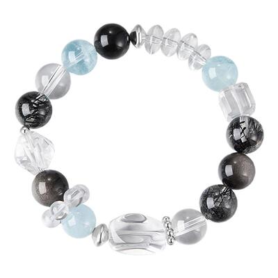 iSTONE/石头记落雪梦境水晶手串2025新款天然石海蓝宝白水晶手链