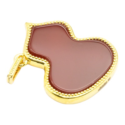 18K金葫芦吊坠红玛瑙项链DIY配件