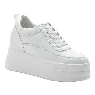 小白鞋女休闲运动小个子皮面真皮