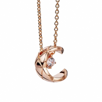 水冰月项链女菱格纹小香coco