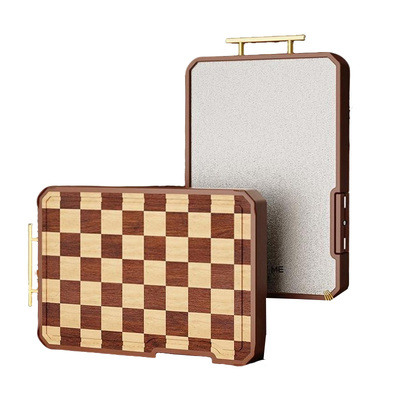 小月亮纯钛棋盘格双面菜板