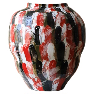 艺术感景德镇陶瓷花瓶玄关客厅大号落地摆件轻奢高级感复古陶罐