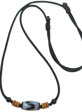 虎牙天珠项链男女天然玛瑙横穿