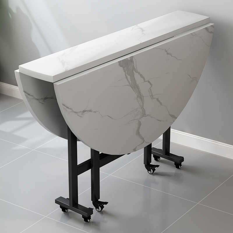 折叠餐桌商用家用小户型饭桌圆桌吃饭桌子带钢化玻璃转盘餐桌椅