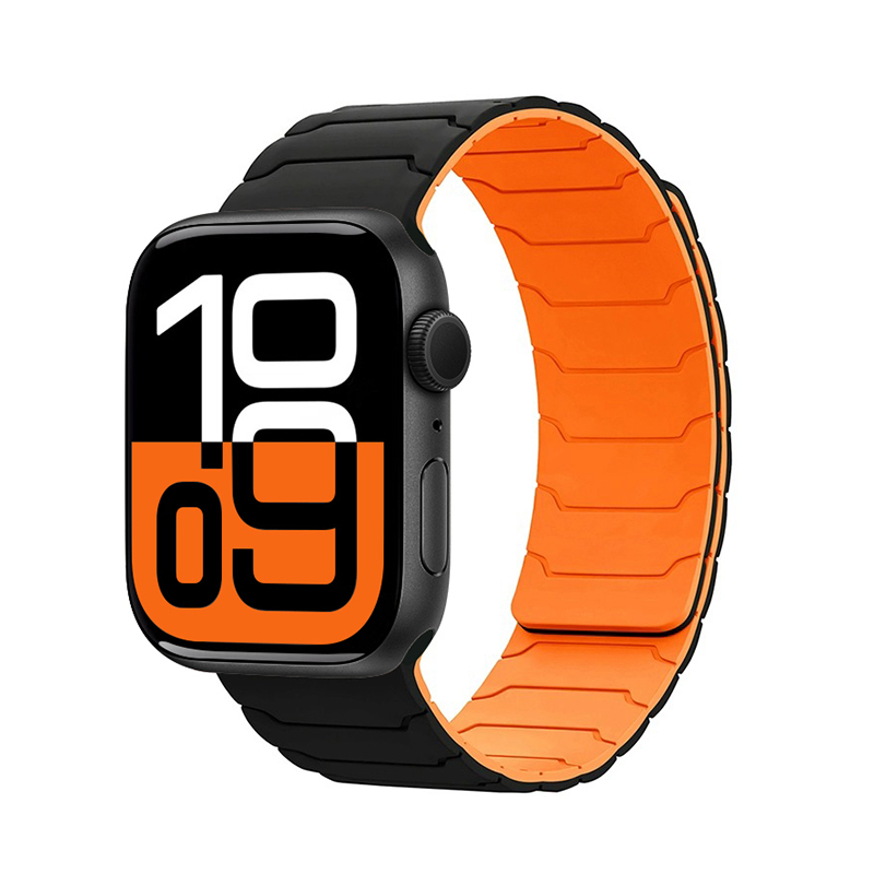 匠戴适用苹果手表S10表带iwatch9硅胶applewatch9腕带watchs运动S8磁吸S7装甲SE新款小众S6男女10高级6代智能