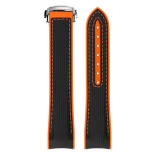 适配OMEGA欧米茄海马300/600四分之一橙编织纹硅胶手表带20/22mm