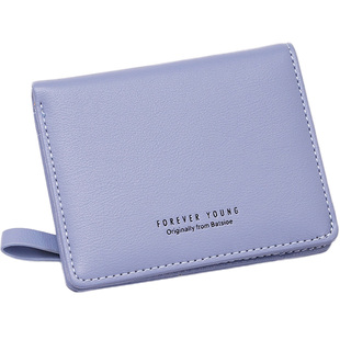 短款女士对折韩版小清新两折学生包超薄简约多卡位搭扣零钱包卡包