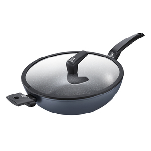 alluflon阿路弗仑不粘炒锅家用电磁炉炒锅专用燃气灶平底锅黑曜石