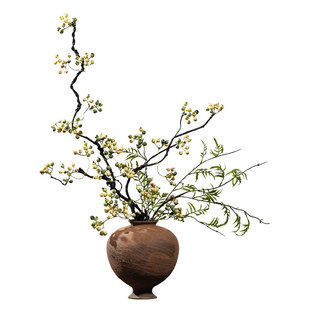 新中式侘寂风陶瓷花瓶仿真枯枝禅意陶器民宿酒店复古玄关装饰摆件