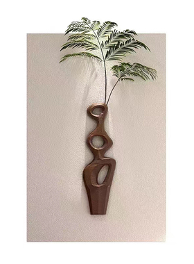 侘寂风立体浮雕挂画简约艺术客厅玄关高档装饰画民宿创意花瓶壁画
