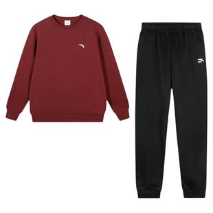 安踏儿童加绒卫衣套装男童2026新款秋冬装加绒加厚长袖长裤两件套