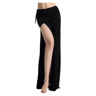 秋冬新款肚皮舞裙子东方舞蹈练功练习演出开叉裙性感显瘦舞蹈下装