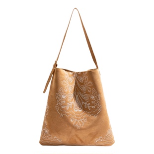 橙子少女波西米亚风磨砂麂皮托特包2026新款高级感单肩包百搭大包