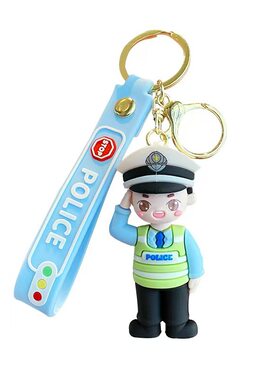 卡通警察消防员交警钥匙扣挂件