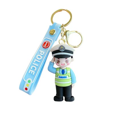 卡通警察消防员交警钥匙扣挂件