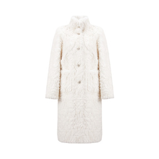 CHICHY洋气宽松白色中长款环保皮草女25冬新款加厚年轻款毛毛外套