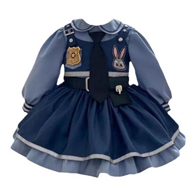 EYAS女童朱迪兔子警官连衣裙2025春秋季新款儿童洛丽塔公主裙