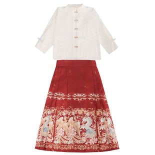 儿童马面裙女童套装春秋汉服男童新中式2024新款古装中国风唐装夏