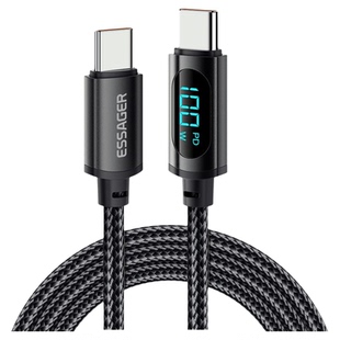 Essager PD 100W USB Type C Cable to USB C Charging Charger快充数显数据线适用于笔记本平板手机充电线
