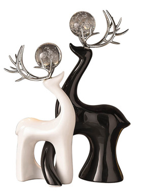 高级感陶瓷鹿摆件一对