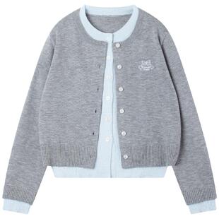 MUCMUKN【南法游春】早春假两件羊毛混纺蝴蝶结毛衣开衫女童26春