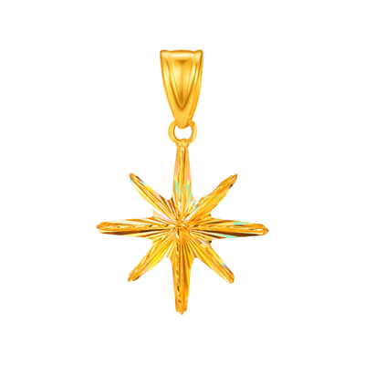 明牌珠宝星芒18K金吊坠项链