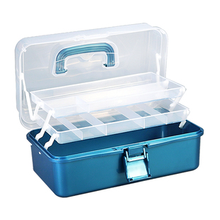 高端工具箱大号新款国风雀羽蓝可折叠超大空间多层手提工具箱套装收纳箱美术生专用家用大容量多功能儿童颜料