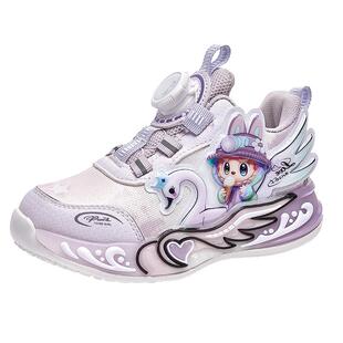 拉布布鞋子女童2026新款秋季爆款儿童发光运动鞋皮面小女孩跑步鞋