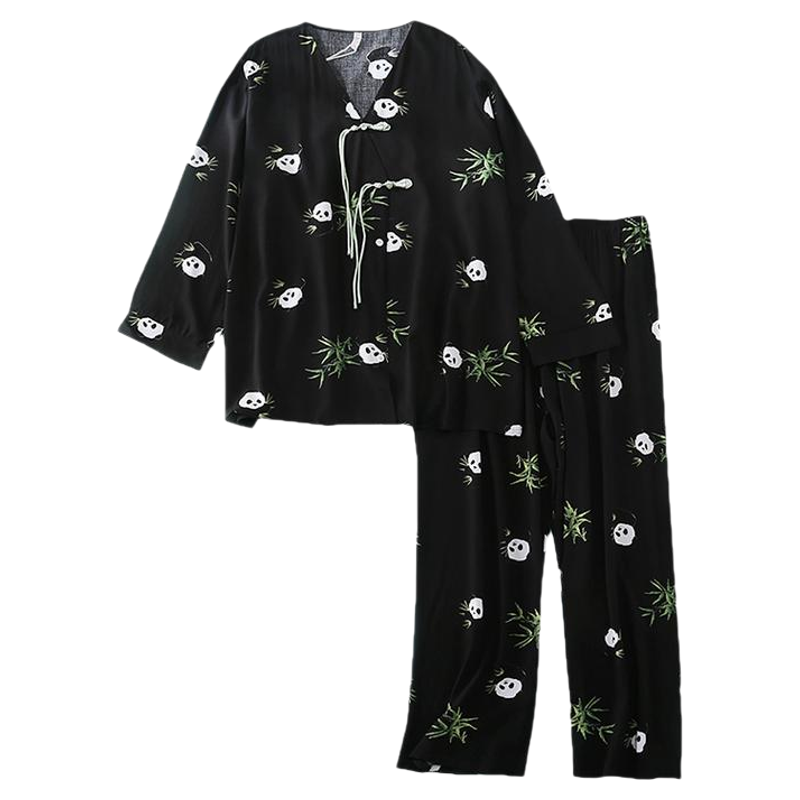 女绵绸新中式家居服睡衣