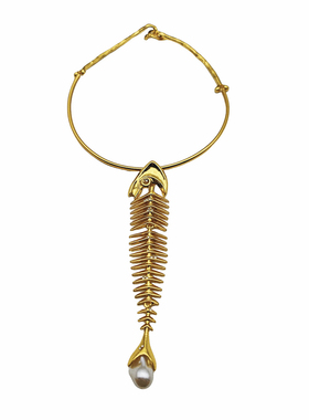 欧美新款高级感夸张鱼骨头项链