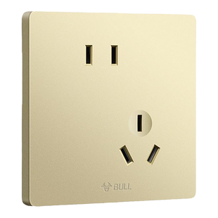 公牛奶油风开关插座面板正斜五孔插座暗装G12星辰金官网旗舰