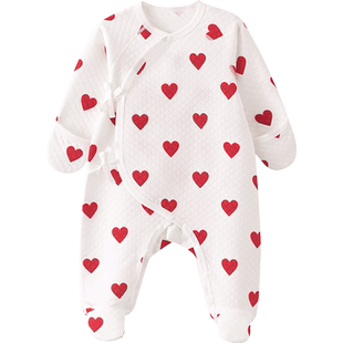 新生儿衣服秋冬季保暖包脚a类初生婴儿连体衣夹棉宝宝和尚服冬装