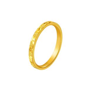 周大生足金黄金碎碎冰金樱花戒指手饰送女友老婆妈妈节日生日礼物