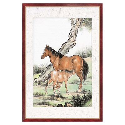 马到成功手绘画定制 手工歇马图 中式牧马画 马到成功骏马宣纸画