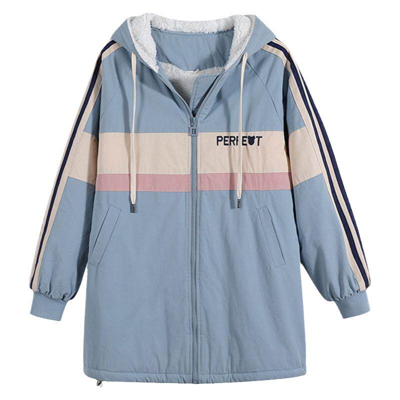 休闲运动中学生棉服加绒加厚