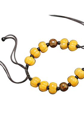 手工黄龙玉瓜珠天珠手串半成品