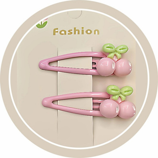 (粉色爱心发夹女)可爱多巴胺发卡边夹樱桃刘海夹少女心儿童头饰