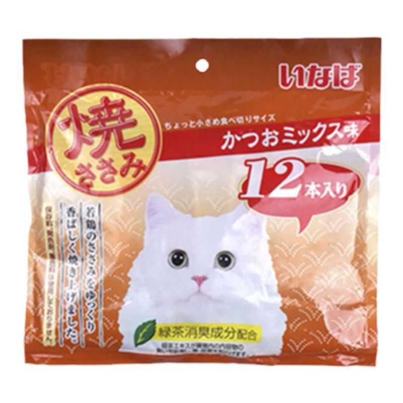 ciao伊纳宝烤鸡小胸肉条烤鲣鱼条猫零食猫食湿粮鲣鱼扇贝整包12只