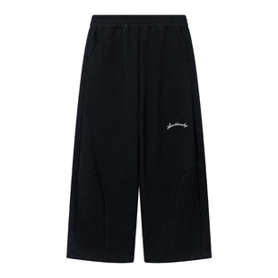 男童春秋黑色运动直筒宽松卫裤2026新款初中生儿童春季阔腿裤子潮