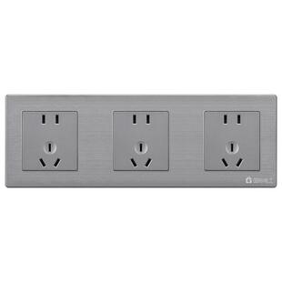 国际电工酒店连体插座带开关联排插座带网络暗装灰色面板多孔86型